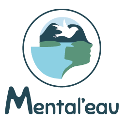 Déclinaison verticale du logo Mental'eau en couleur